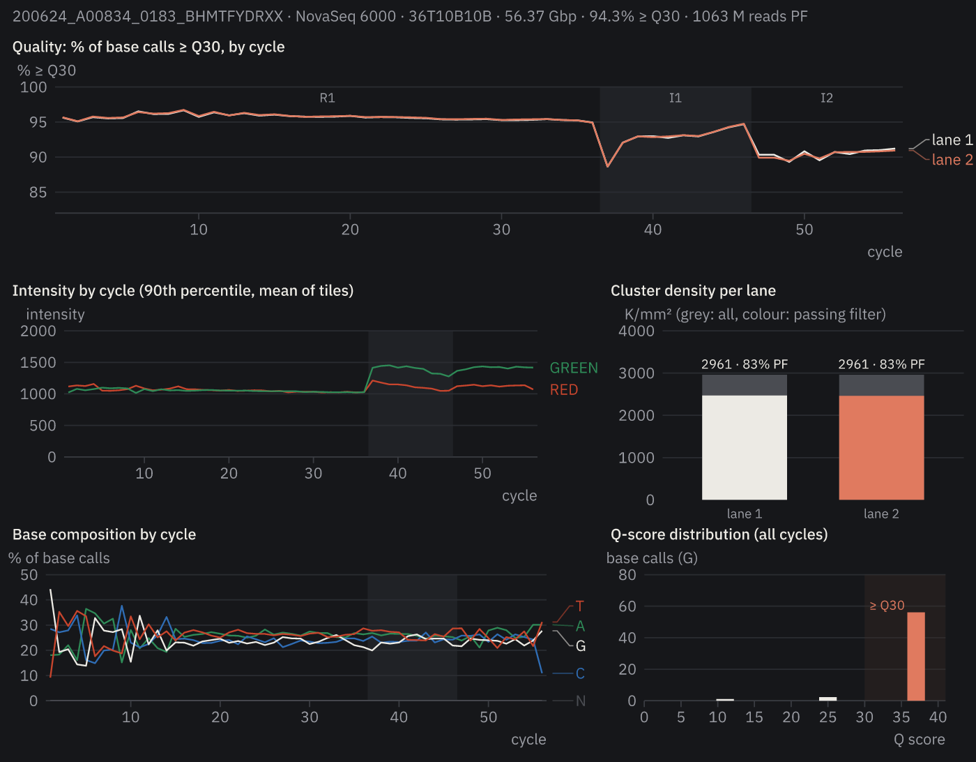 A sequencing run at a glance